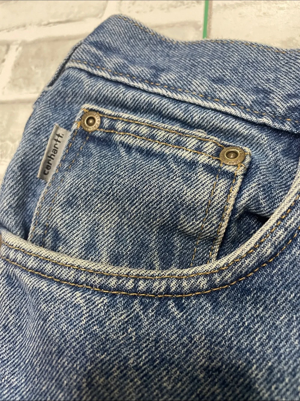 Carhartt Men’s workwear denim blue jeans. Fleece lined.40x34. Pre-owned. See pic